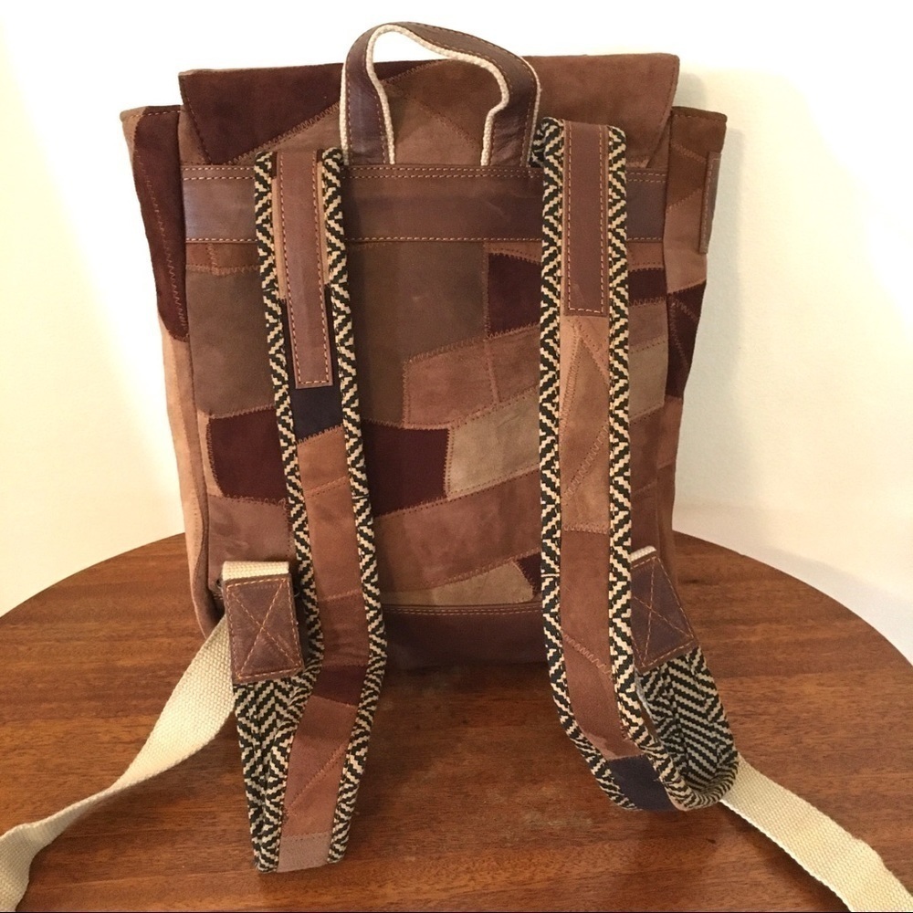 New Upcycled Suede Leather Patchwork Backpack - image 5